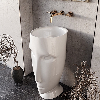 Фото Раковина Kerasan Artwork 474030 напольная 45 см, цвет белый матовый