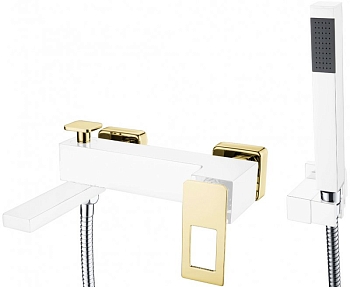 Фото Смеситель для ванны Boheme Q 143-WG золото/белый