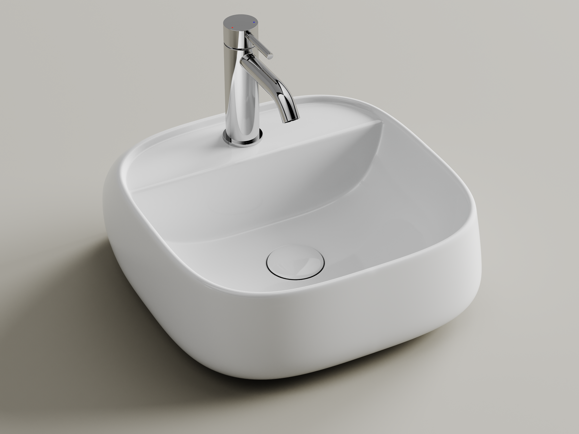 Фото Раковина Ceramicanova Fonte CN5052 накладная 40 × 40,5 × 13 см, белый глянцевый