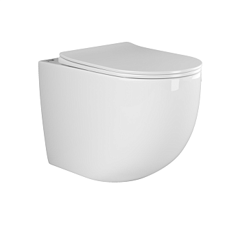 Фото Унитаз Ceramicanova Mia CN1810 безободковый с сиденьем приставной, белый глянцевый