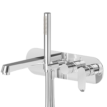 Фото Смеситель Newform Nio 68972E.21.018 для ванны с переключателем на 2 потока, хром глянец