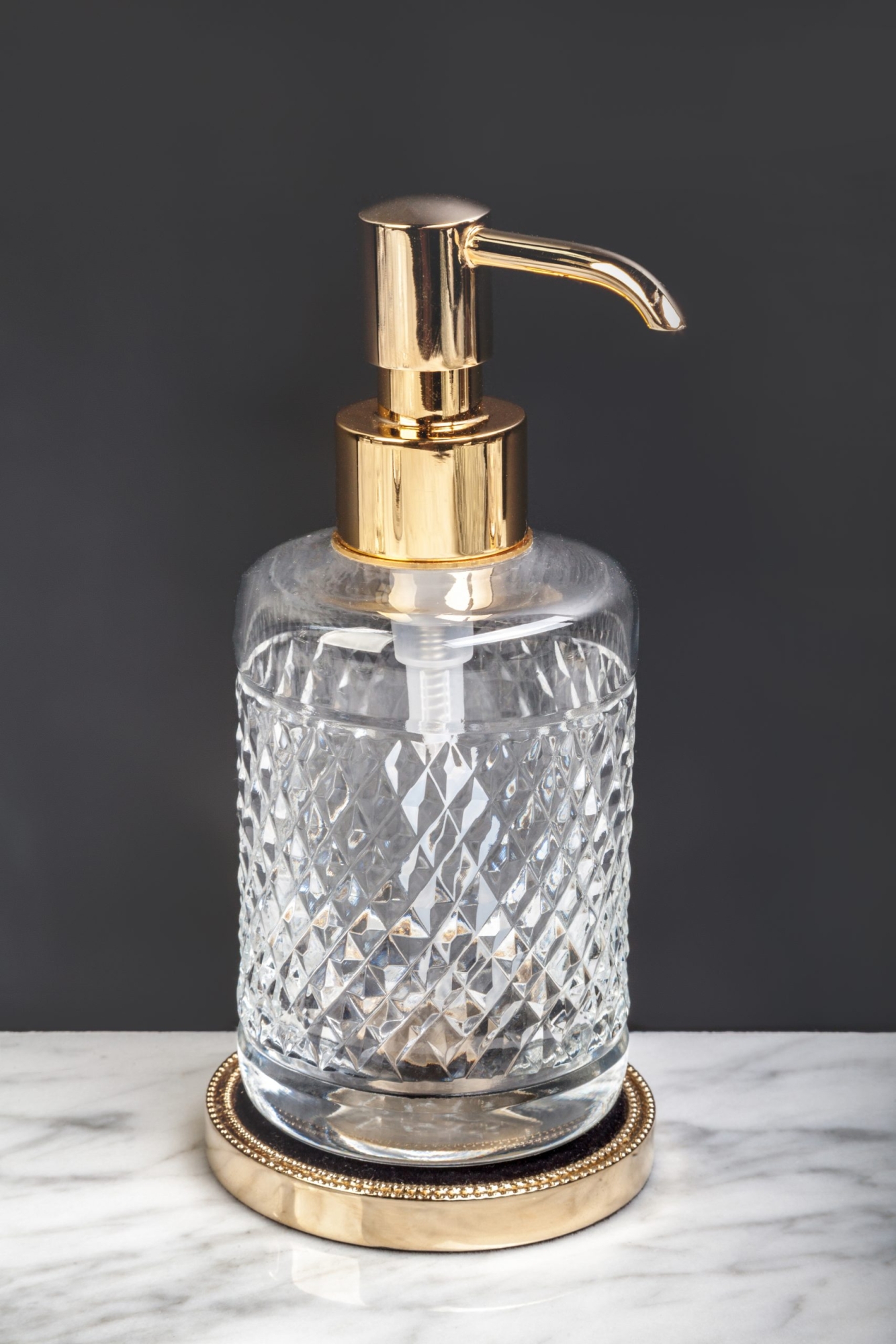 Фото Дозатор жидкого мыла Boheme Murano Cristal 10228 подвесной золото глянец