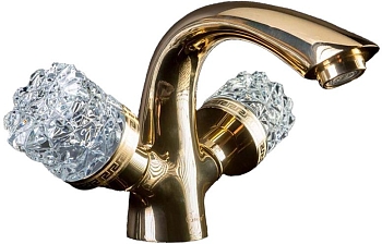 Фото Смеситель для раковины Boheme Crystal 291-CRST золото