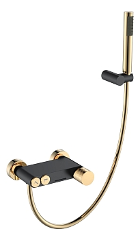 Фото Смеситель для ванны Boheme Stick 123-BG черный матовый/золото глянец