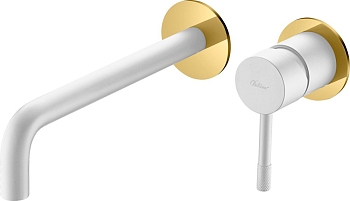 Фото Смеситель для раковины Boheme Uno 465-WG белый глянец/золото глянец