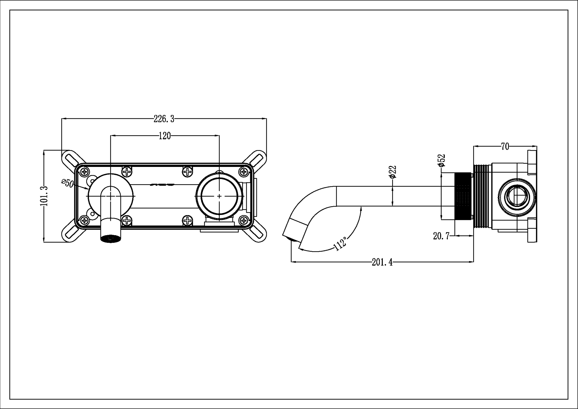 Фото Смеситель для раковины Boheme Tech 158/2-CB настенный медь браш L 21,4 см