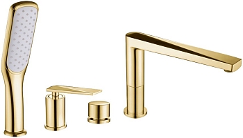 Фото Смеситель на борт ванны Boheme Venturo 380 золото глянец