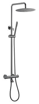 Фото Душевая стойка Boheme Uno 468-T-SGM термостат с изливом, shine gun metal, графит глянец