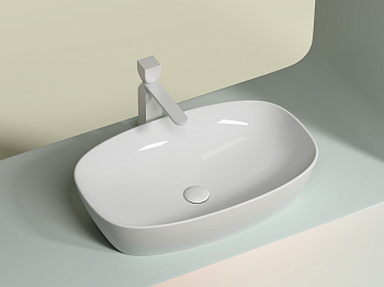 Фото Раковина Ceramicanova Element CN6049 накладная 61 × 38,5 × 14 см, белый глянцевый
