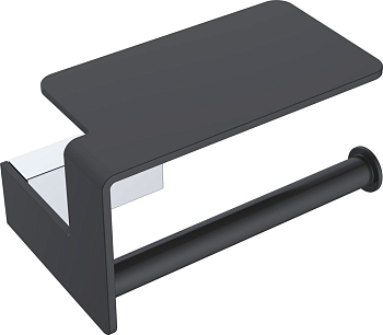 Фото Держатель туалетной бумаги Boheme Q 10941-CR-B полкой для телефона черный/хром