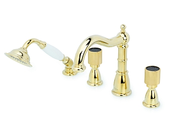 Фото Смеситель на борт ванны Boheme Royal 395-Royal/CRST black золото