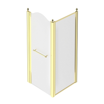 Фото Душевое ограждение Migliore Diadema 22672 DX 90х90 см, стекло матовое, профиль золото