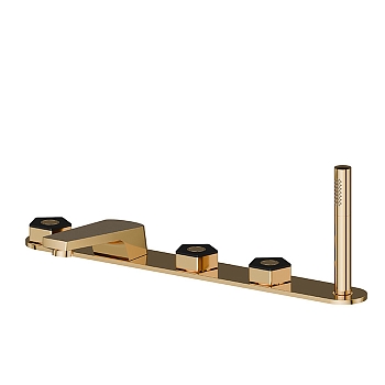 Фото Смеситель Newform ParkLE 69789C.62.093 на борт ванны, золото глянец PVD / черный матовый