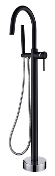 Фото Смеситель для ванны Boheme Uno 469-BCR напольный черный матовый/хром глянец