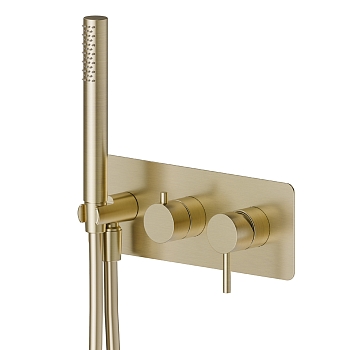 Фото Смеситель Newform X-Steel 316 69679EX.59.098 для душа с переключателем на 2 потока, шампань браш PVD