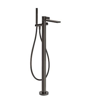 Фото Смеситель для ванны Gessi Inverso Rigato 73528#707 напольный, black metal brushed, черный металлик матовый