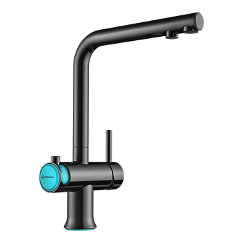 Фото Смеситель для кухни Omoikiri Hotaru-GM-B 4994029 вороненая сталь / голубой