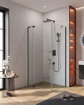 Фото Душевой уголок Cezares SLIDER-AH-1-80-90/100-C-GM, профиль оружейная сталь