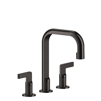 Фото Смеситель для раковины Gessi Inciso 58013#707 с донным клапаном, черный хром браш pvd