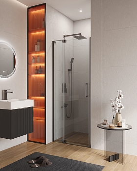 Фото Душевая дверь в нишу Cezares SLIDER-B-1-70/80-C-GM, профиль оружейная сталь