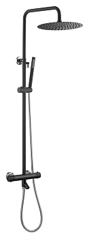 Фото Душевая стойка Boheme Uno 468-T-BCR термостат с изливом,черный матовый/хром глянец