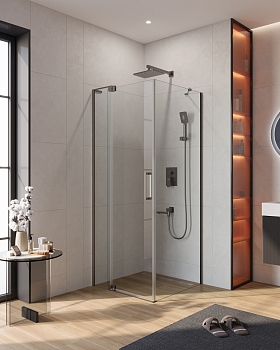 Фото Душевой уголок Cezares SLIDER-AH-1-80-70/80-C-GM, профиль оружейная сталь