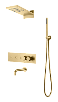 Фото Душевая система Boheme Fusion 131-2-MG с термостатом matt gold, золото матовое