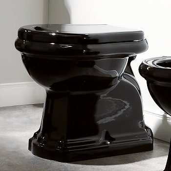 Фото Унитаз напольный Kerasan Retro 101104 слив в стену nero/хром