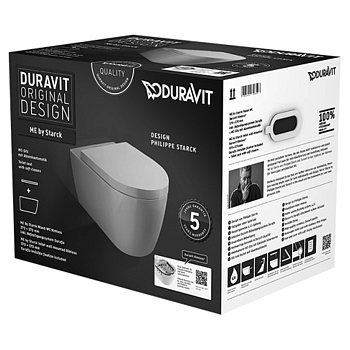 Фото Унитаз подвесной Duravit Me by Starck 45290900A1, безободковый, с сиденьем с микролифтом, белый глянцевый