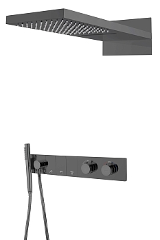 Фото Душевая система Boheme Zodiac 133-SGM с термостатом shine gun metal, графит глянец