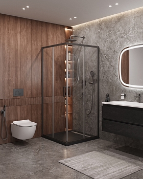 Фото Душевой уголок Cezares MOLVENO-A-2-90-C-GM-IV, профиль оружейная сталь