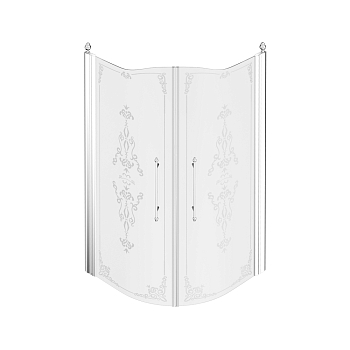 Фото Душевой уголок Migliore Diadema 20422 R90 стекло прозрачное с декором, профиль хром