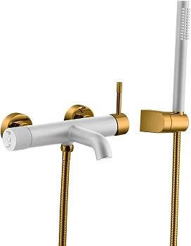 Фото Смеситель для ванны Boheme Uno 463-WG золото/белый