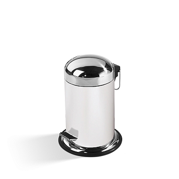 Фото Ведро Decor Walther Basic 0608173 напольное 3 л, белый/сталь полированная