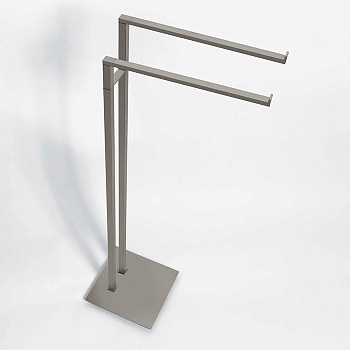 Фото Стойка Colombo MiniQ B5038.HPS1 с двойным полотенцедержателем L34 см, H84 см, нержавеющая сталь