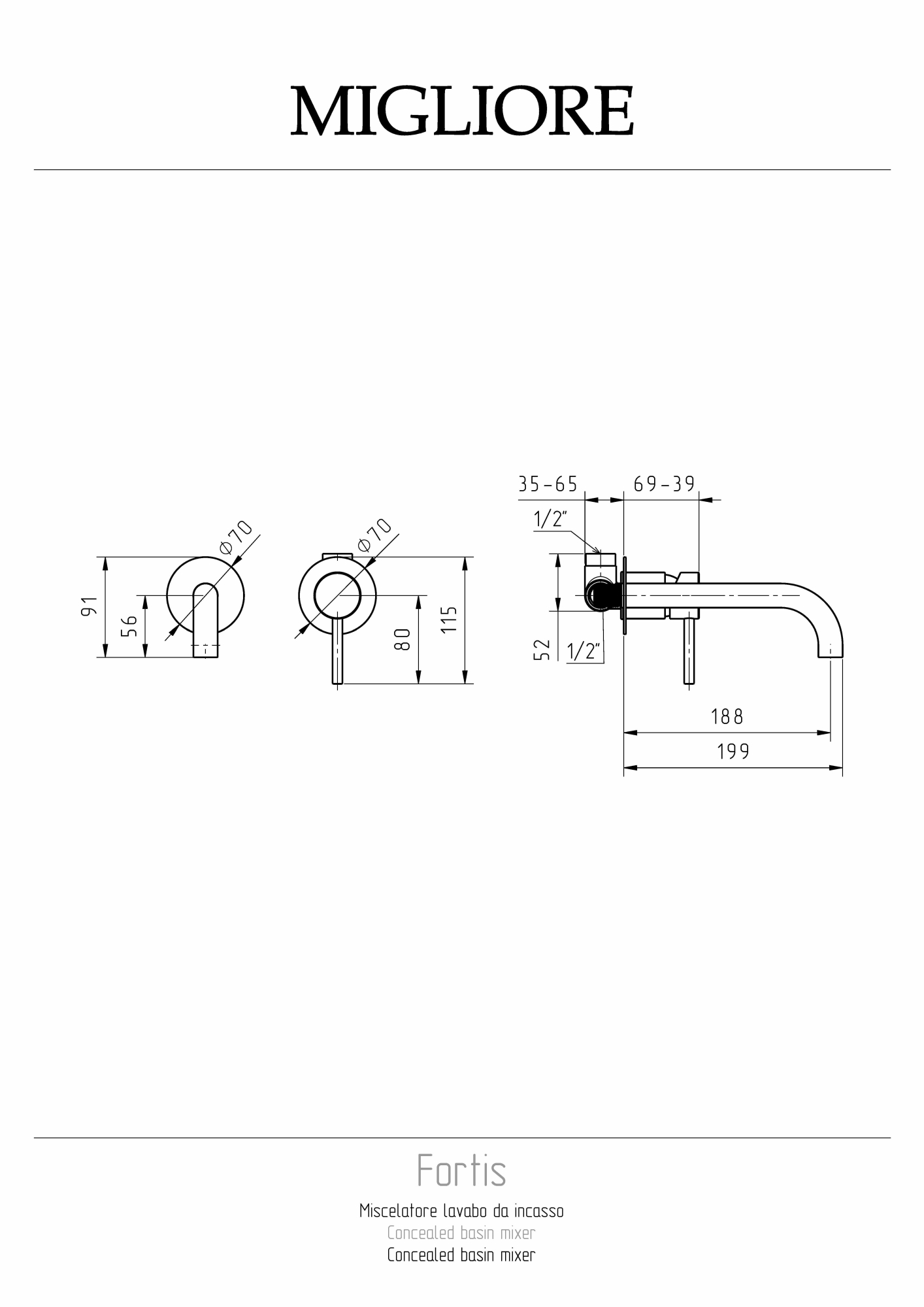 Фото Смеситель для раковины Migliore Fortis 31547 хром