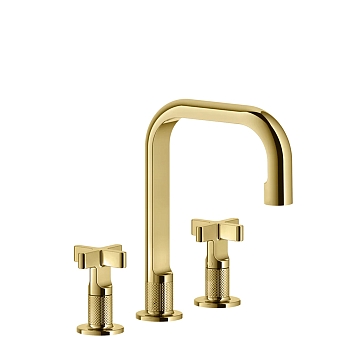 Фото Смеситель для раковины Gessi Inciso 58113#246 с донным клапаном, золото глянец pvd