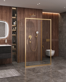 Фото Душевой уголок Cezares MOLVENO-AH-12-120/90-C-BORO-IV, профиль брашированное золото