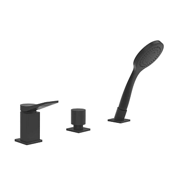 Фото Смеситель на борт ванны Gessi Rilievo 59043#299 для наполнения через слив-перелив, black XL, черный матовый