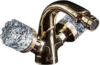 Фото Смеситель для биде Boheme Crystal 296-CRST золото/белый