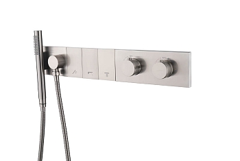Фото Смеситель для душа Boheme Zodiac 133-SYS-NB с термостатом на 3 выхода nickel brush, никель матовый