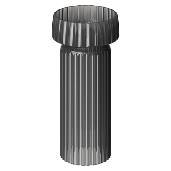 Фото Раковина с пьедесталом Boheme Glow 810-RIB-G-GR + 810-BASE-RIB-G-GR напольная круглая рифленая 40 см, Grey (прозрачный серый)