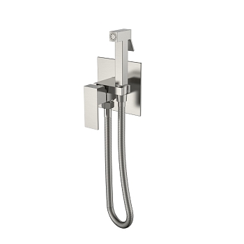 Фото Гигиенический душ Boheme Qubic 477-NB со смесителем никель браш