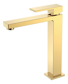 Фото Смеситель для раковины Boheme Qubic 472-G золото глянец