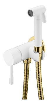 Фото Гигиенический душ Boheme Uno 467-WG со смесителем белый матовый/золото глянец