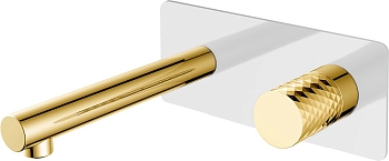 Фото Смеситель для раковины Boheme Stick 125-WG золото/белый