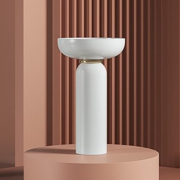 Фото Раковина Artceram Jolie с пьедесталом 50 см, цвет белый матовый/золото