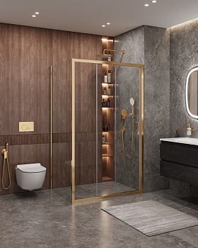 Фото Душевой уголок Cezares MOLVENO-AHF-31-120/90-C-BORO-IV, профиль брашированное золото