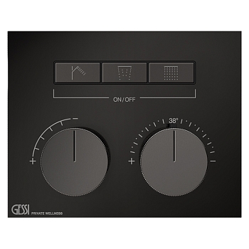 Фото Смеситель для душа Gessi Hi-Fi 63006#706 термостат с переключателем на 3 потока, черный хром глянец pvd