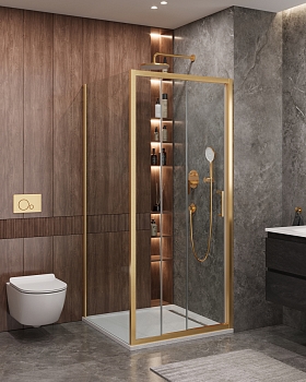 Фото Душевой уголок Cezares MOLVENO-AHF-31-100/90-C-BORO-IV, профиль брашированное золото